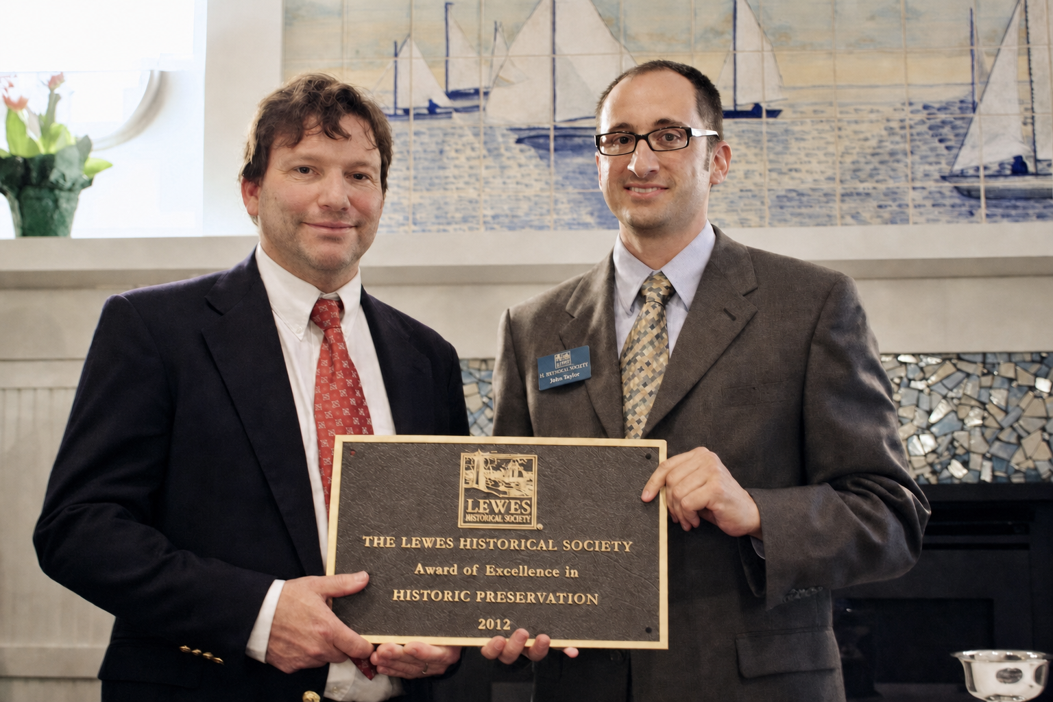 Delaware Renovation receiving the Lewes Historical Society Award of Excellence in Historic Preservation in 2012